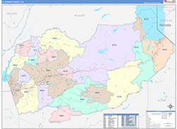 El Dorado County, CA Wall Map Color Cast Style 2026